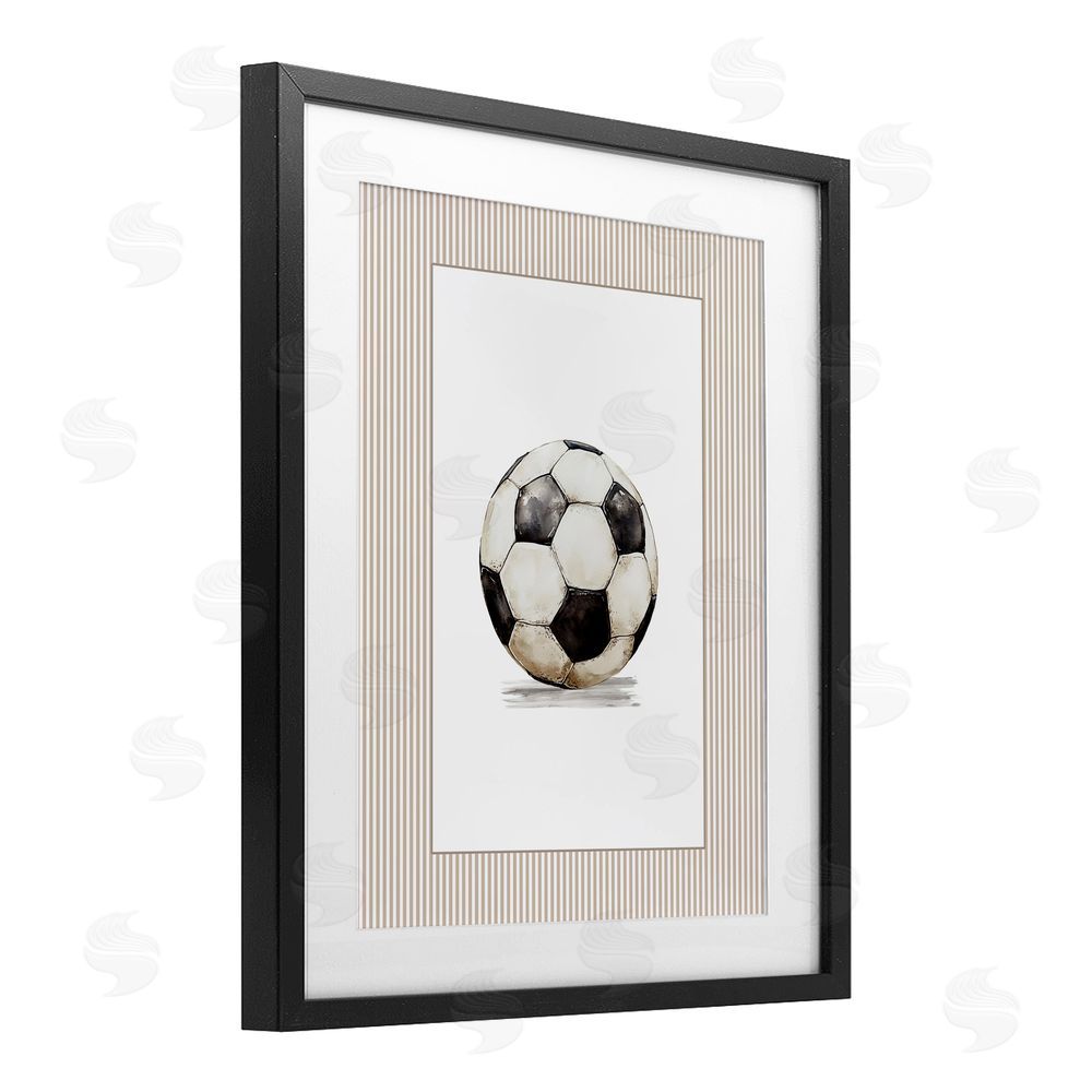 Christine Simpson Art Vintage Sports Soccer Ball Black Framed Print Under Glass Wall Art