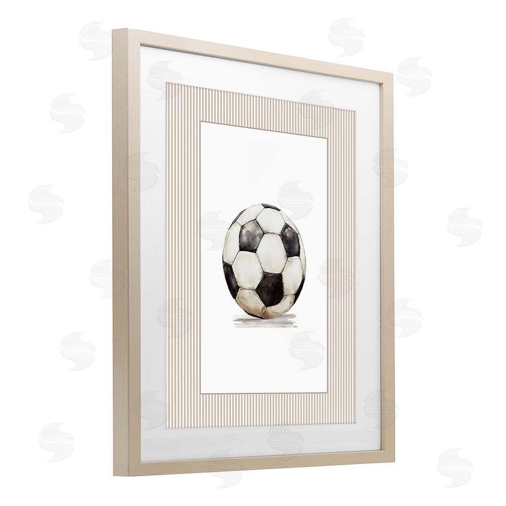 Christine Simpson Art Vintage Sports Soccer Ball Brown Framed Print Under Glass Wall Art