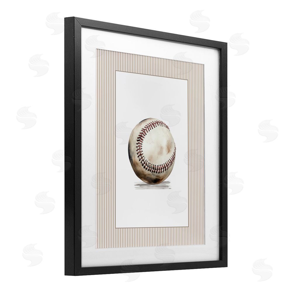 Christine Simpson Art Vintage Sports Baseball Black Framed Print Under Glass Wall Art