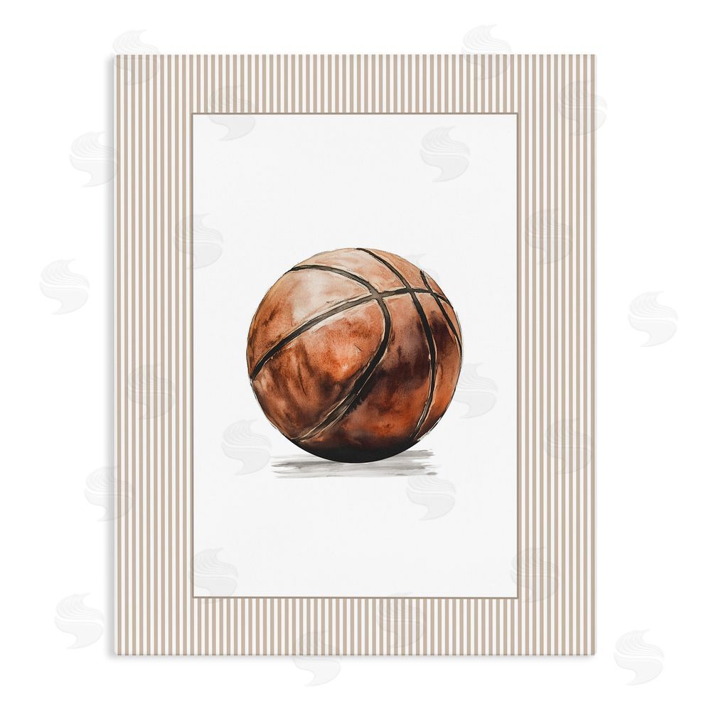Christine Simpson Art Vintage Sports Basketball Stretched Canvas Wall Art Print