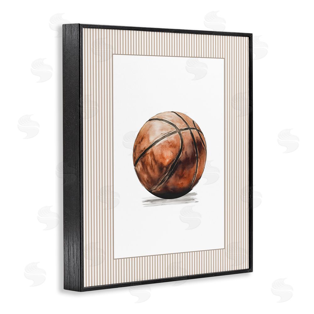 Christine Simpson Art Vintage Sports Basketball Black Framed Giclee Wall Art Print