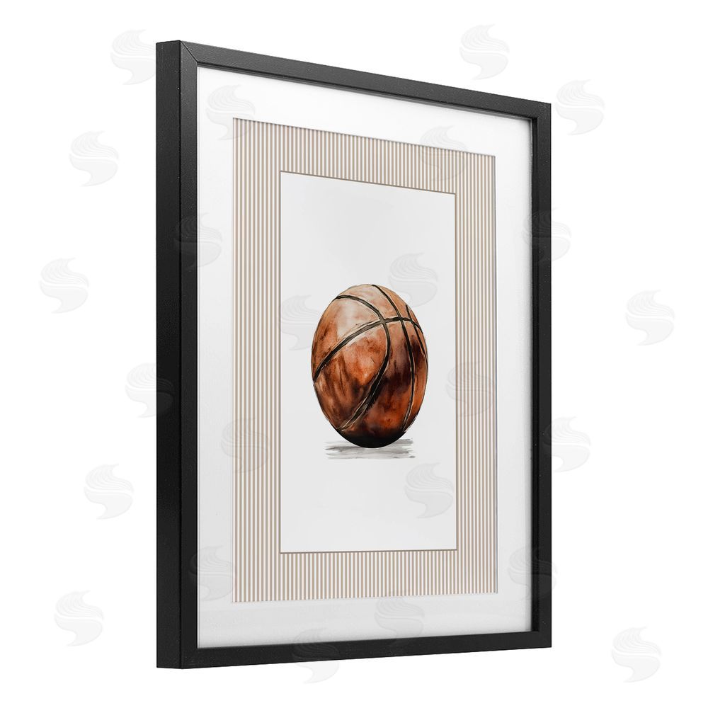 Christine Simpson Art Vintage Sports Basketball Black Framed Print Under Glass Wall Art
