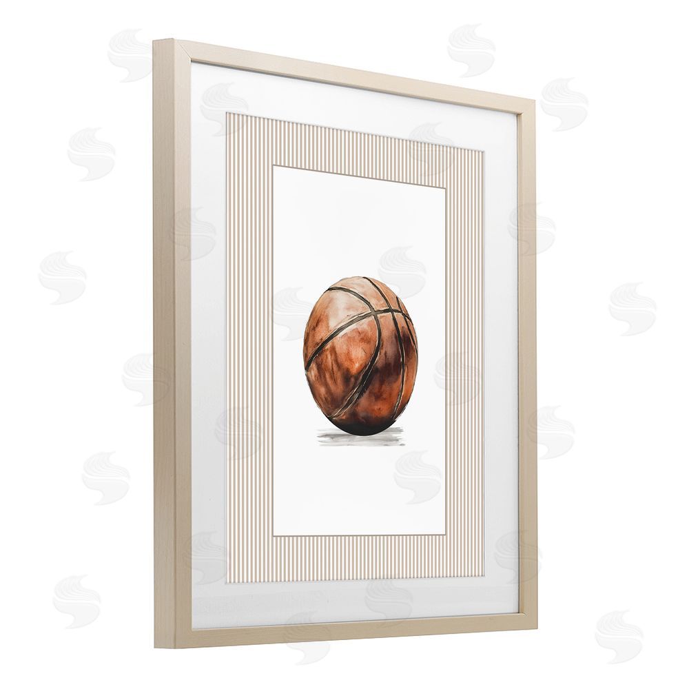 Christine Simpson Art Vintage Sports Basketball Brown Framed Print Under Glass Wall Art