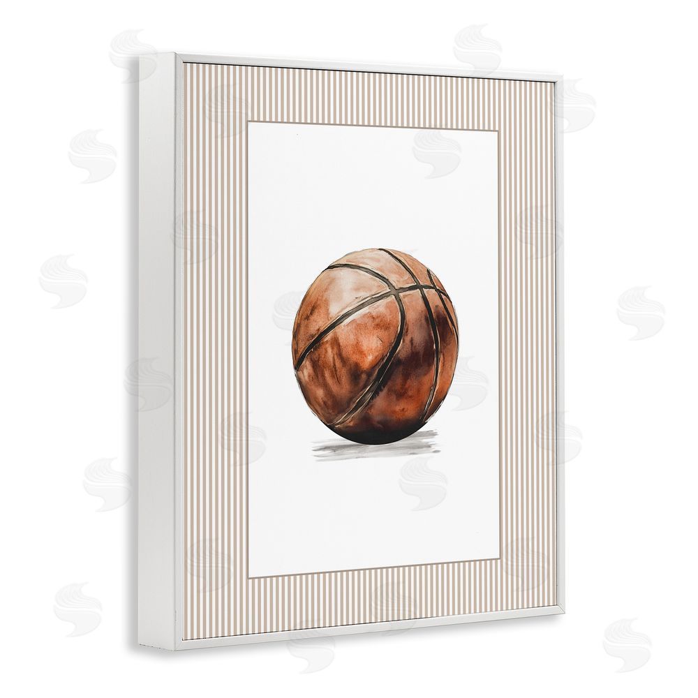 Christine Simpson Art Vintage Sports Basketball White Framed Giclee Wall Art Print