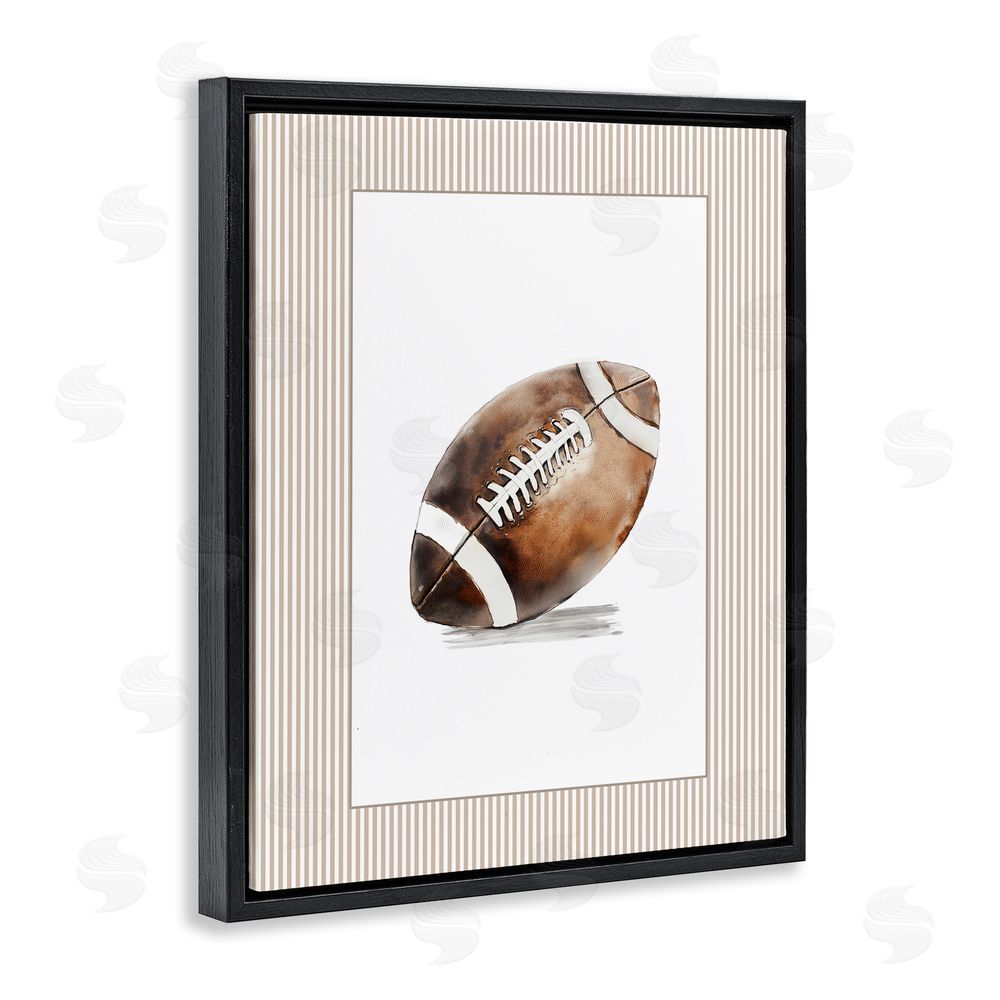 Christine Simpson Art Vintage Sports Football Black Floating Frame Canvas Wall Art Print