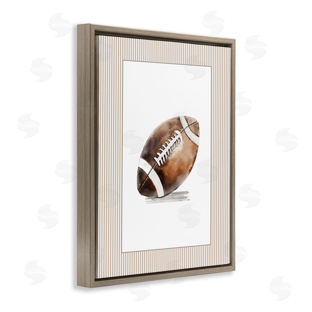 Christine Simpson Art Vintage Sports Football Brown Floating Frame Canvas Wall Art Print