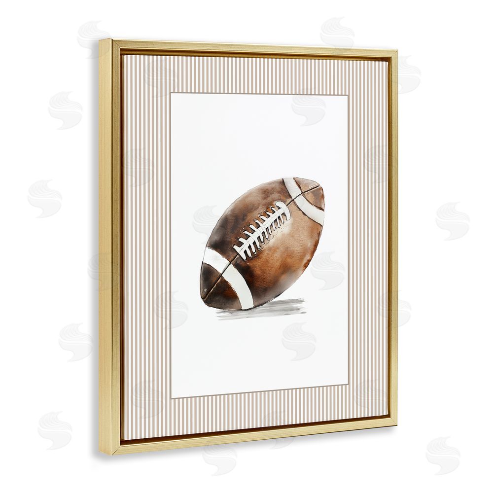 Christine Simpson Art Vintage Sports Football Gold Floating Frame Canvas Wall Art Print