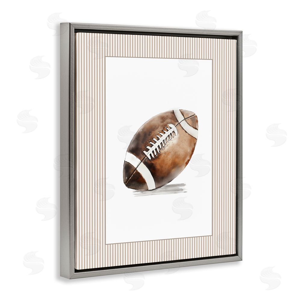 Christine Simpson Art Vintage Sports Football Gray Floating Frame Canvas Wall Art Print