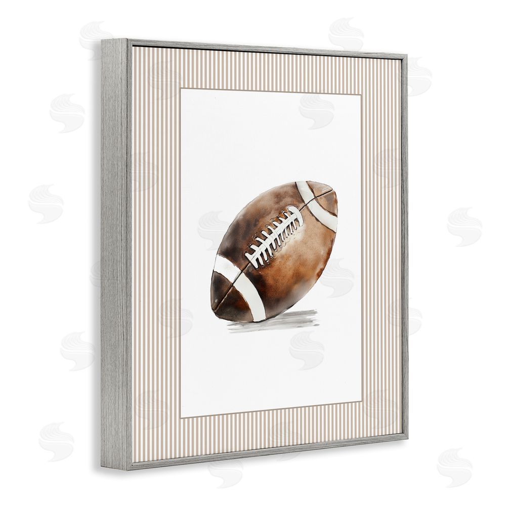 Christine Simpson Art Vintage Sports Football Gray Framed Giclee Wall Art Print