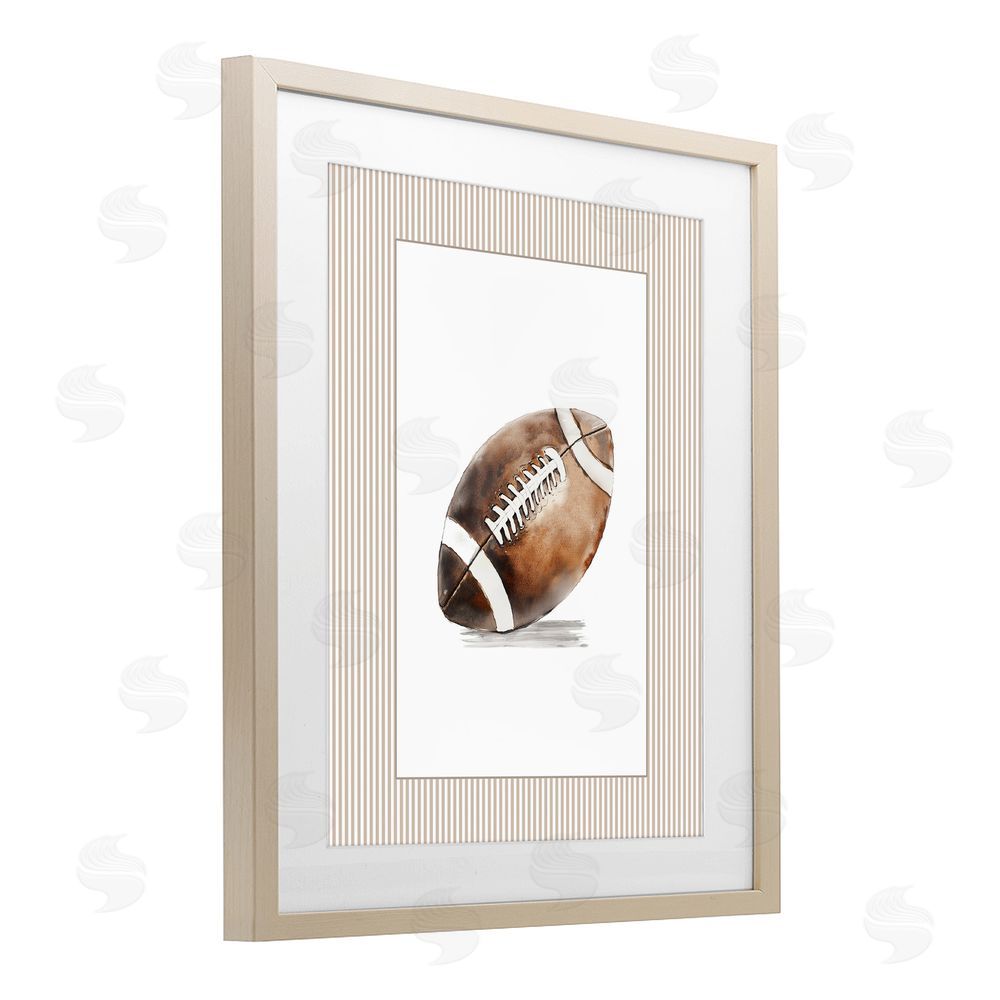 Christine Simpson Art Vintage Sports Football Brown Framed Print Under Glass Wall Art