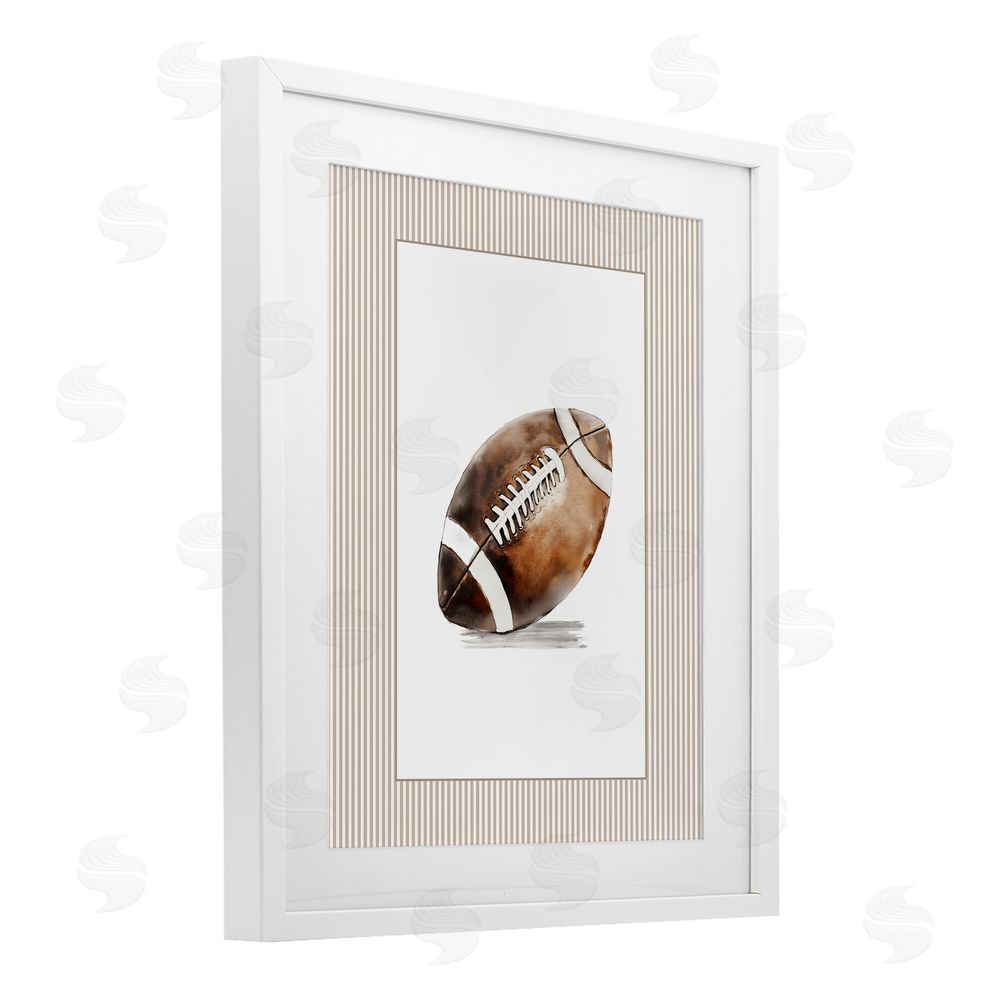 Christine Simpson Art Vintage Sports Football White Framed Print Under Glass Wall Art