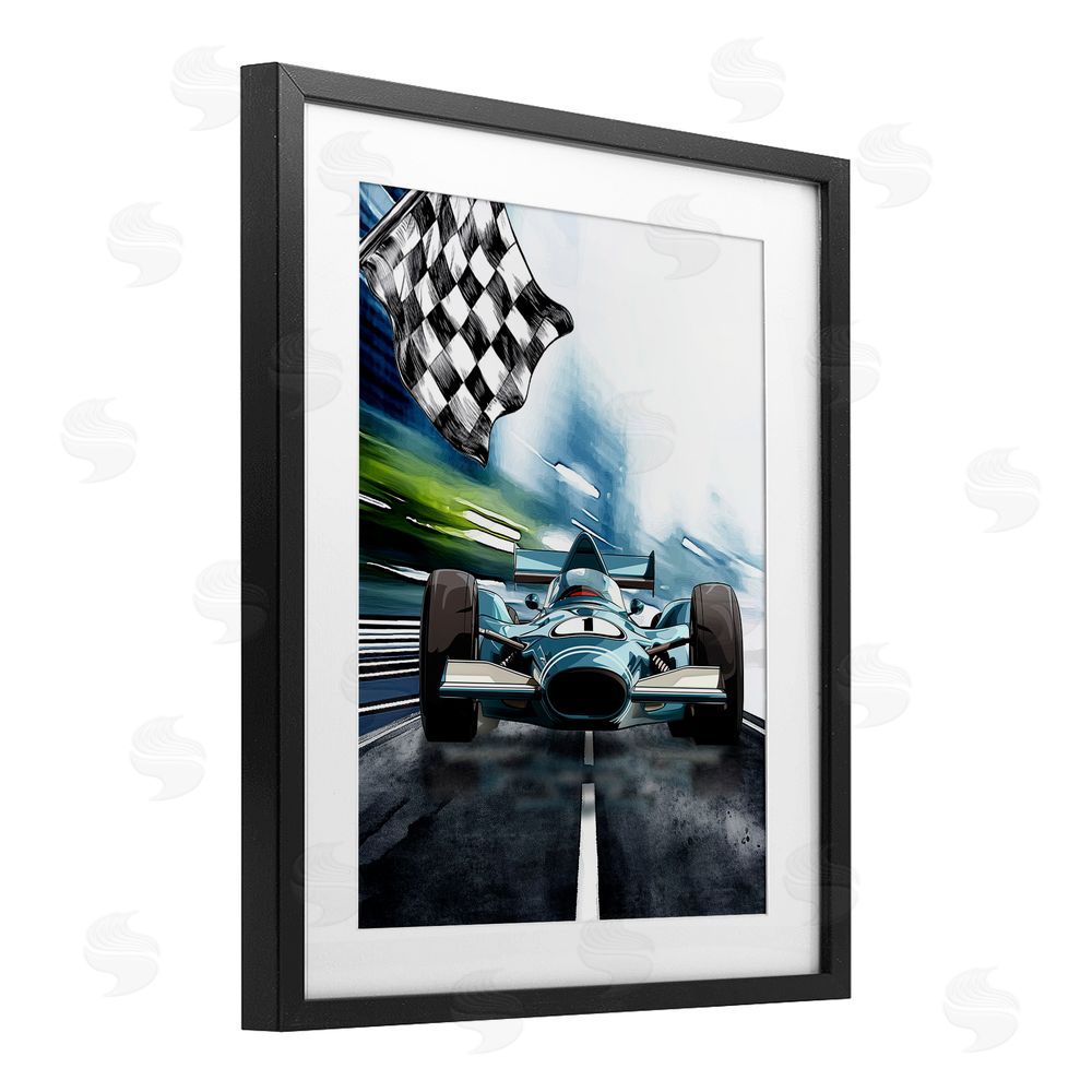 Christine Simpson Art Racecar Set Go Black Framed Print Under Glass Wall Art