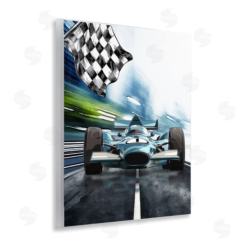 Christine Simpson Art Racecar Set Go Wooden Wall Plaque Art Print