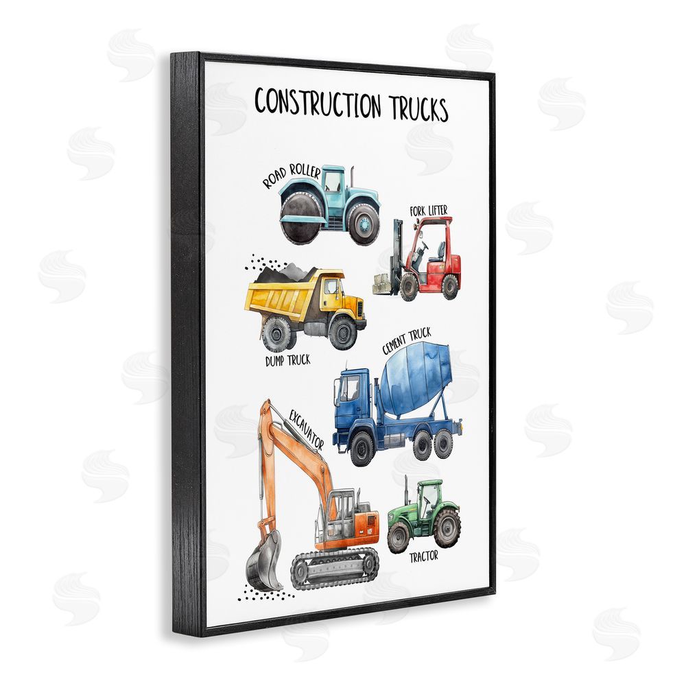 Christine Simpson Art Utility Trucks Construction Black Framed Giclee Wall Art Print