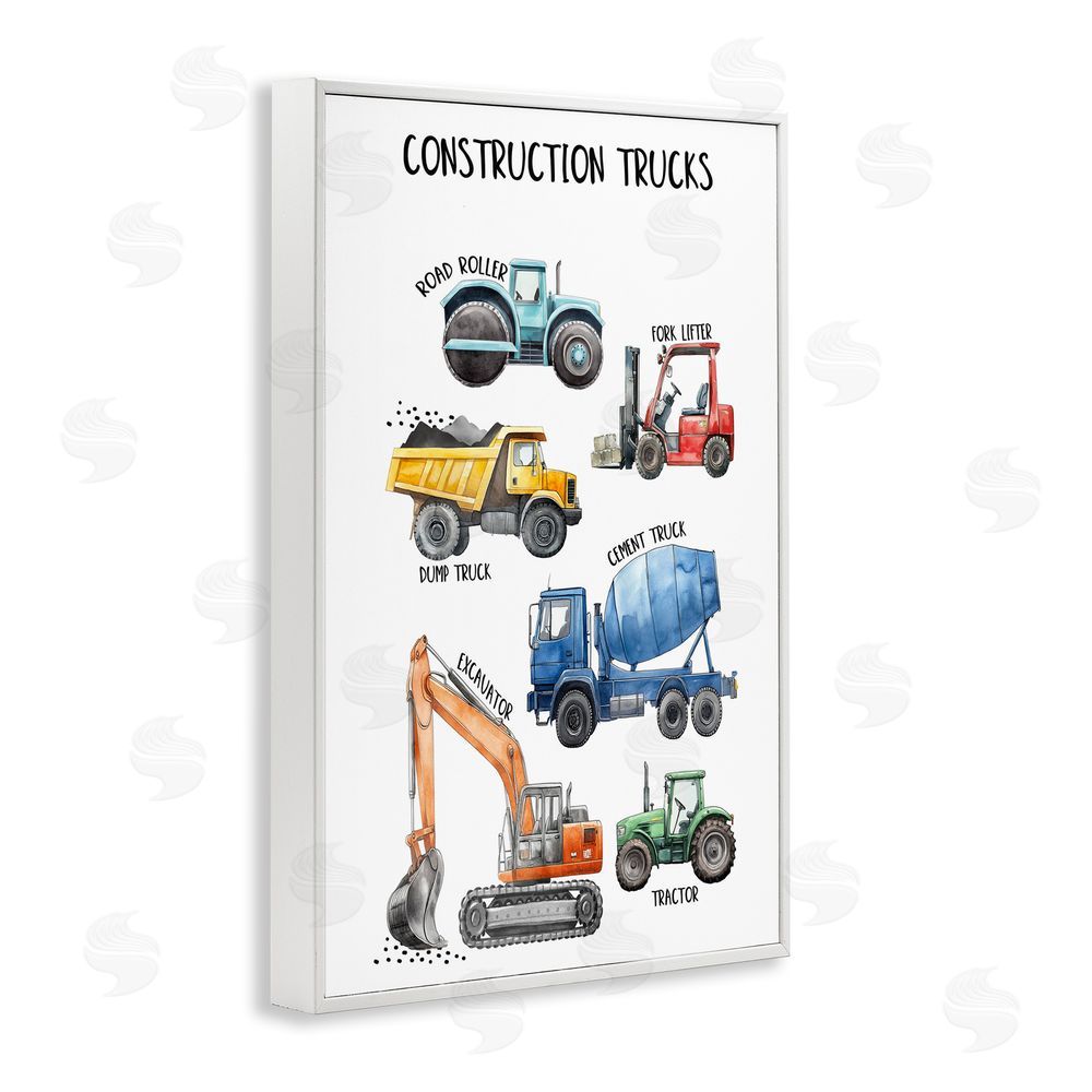 Christine Simpson Art Utility Trucks Construction White Framed Giclee Wall Art Print