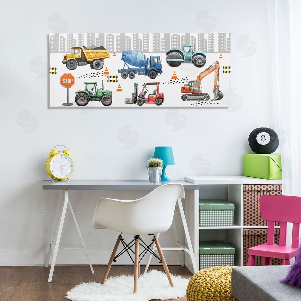 Christine Simpson Art City Keeps On Moving Stretched Canvas Wall Art in Room