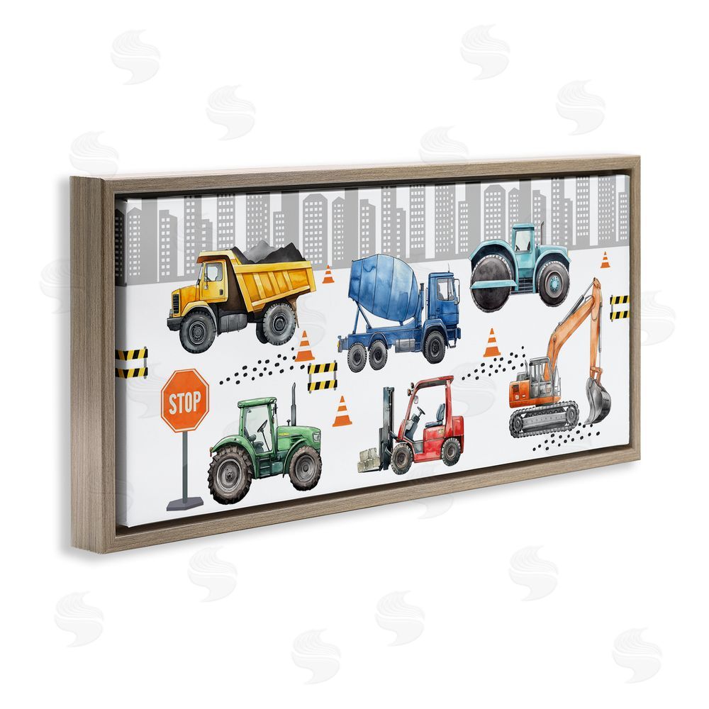 Christine Simpson Art City Keeps On Moving Brown Floating Frame Canvas Wall Art Print
