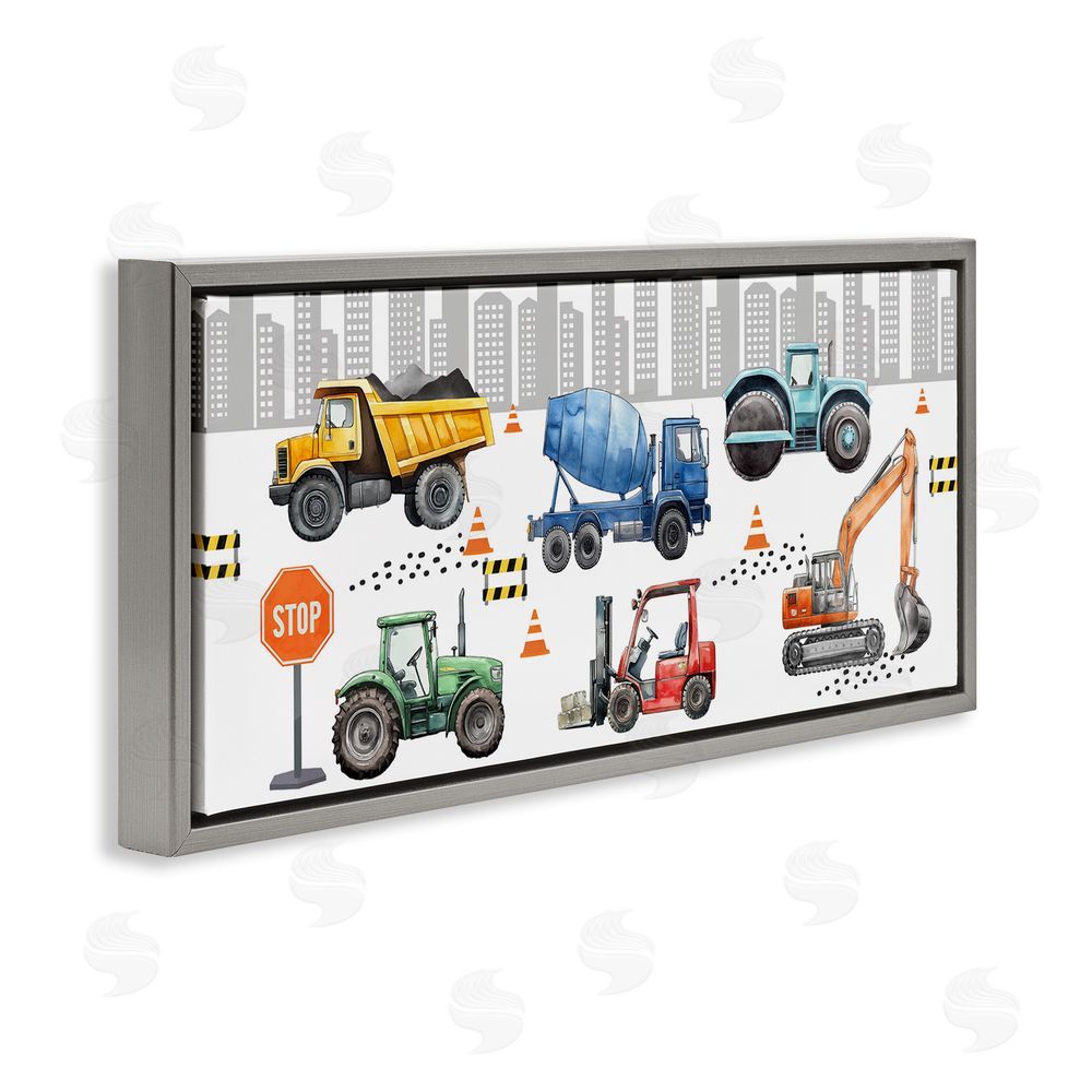 Christine Simpson Art City Keeps On Moving Gray Floating Frame Canvas Wall Art Print
