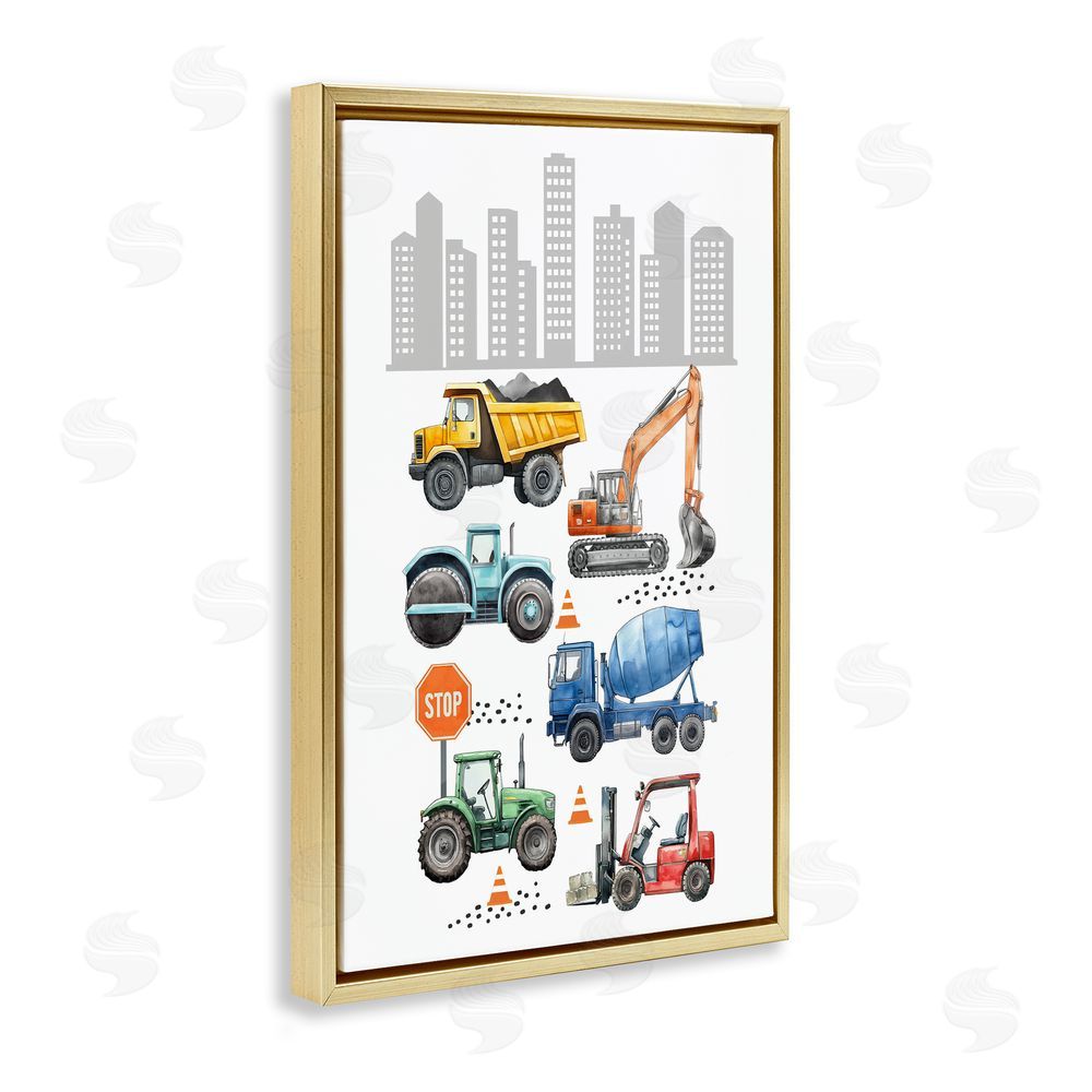 Christine Simpson Art City Keeps Moving Gold Floating Frame Canvas Wall Art Print