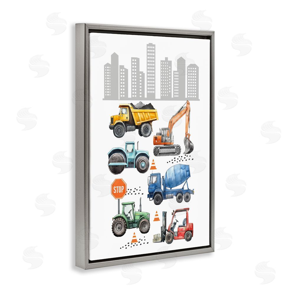 Christine Simpson Art City Keeps Moving Gray Floating Frame Canvas Wall Art Print