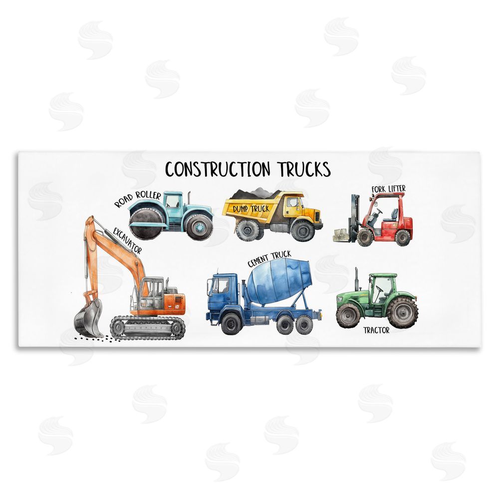 Christine Simpson Art Industrial Construction Trucks Stretched Canvas Wall Art Print