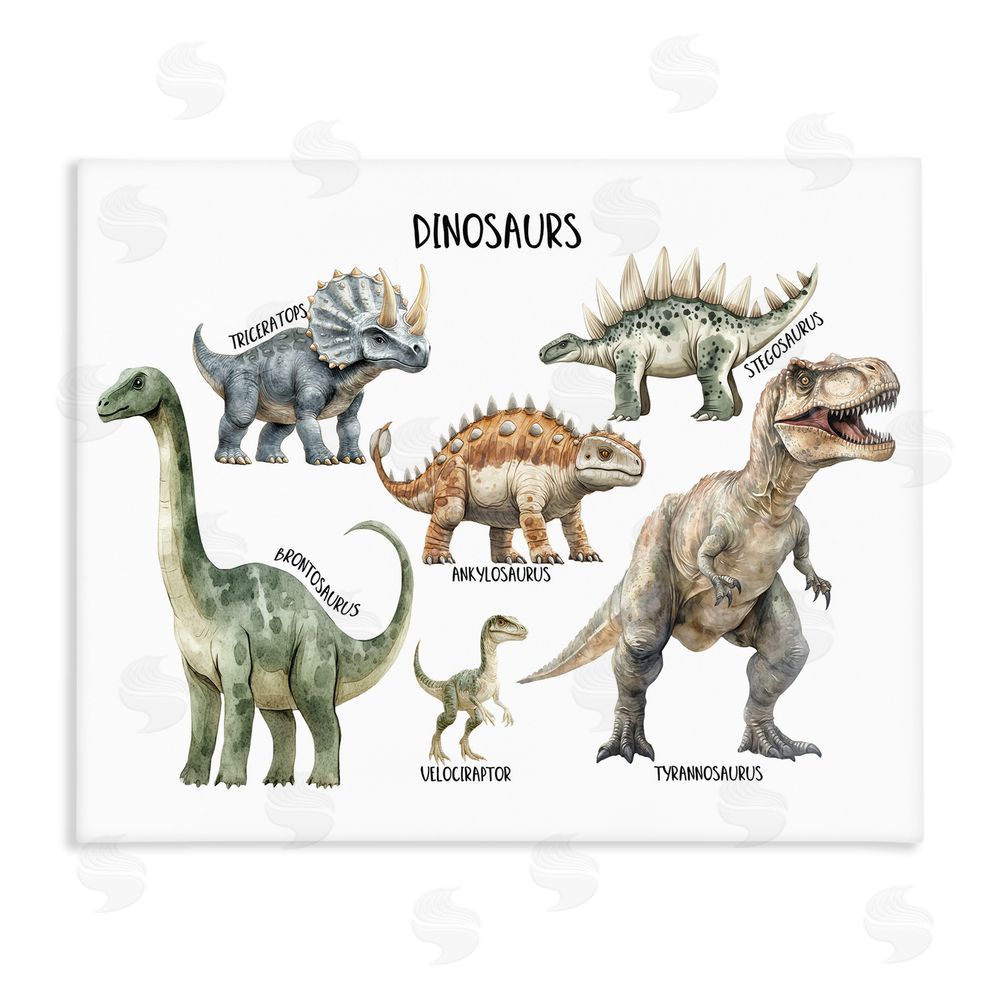 Christine Simpson Art Meet The Dinosaurs Stretched Canvas Wall Art Print