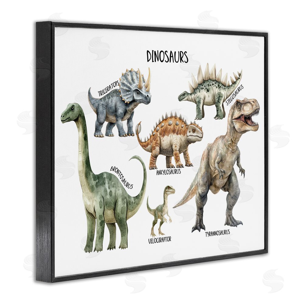 Christine Simpson Art Meet The Dinosaurs Black Framed Giclee Wall Art Print