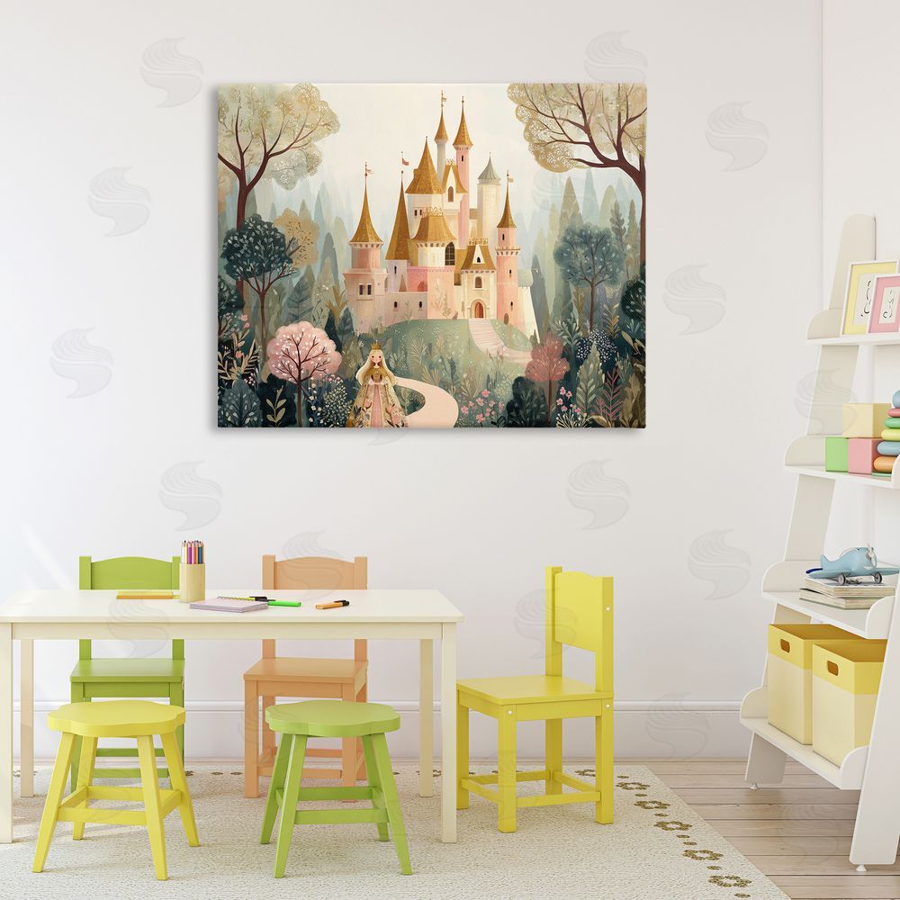 Christine Simpson Art Whimsical Castle Path Stretched Canvas Wall Art in Room