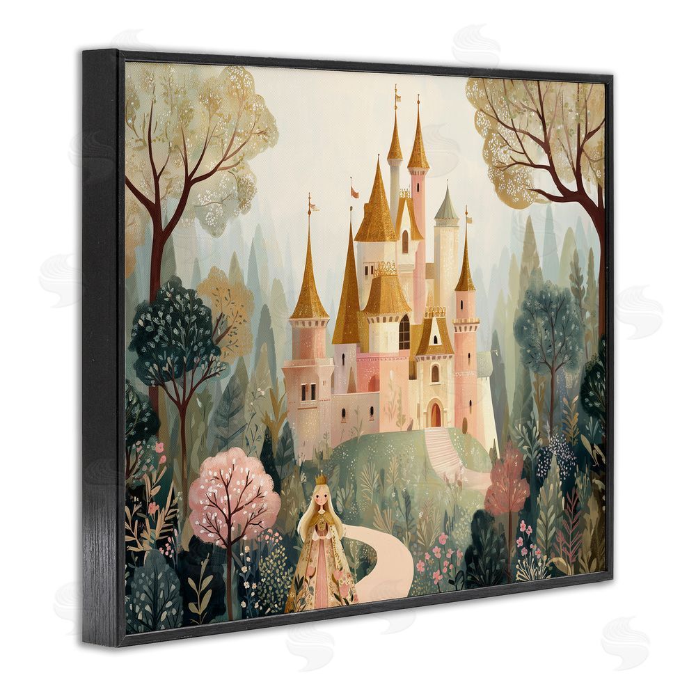 Christine Simpson Art Whimsical Castle Path Black Framed Giclee Wall Art Print