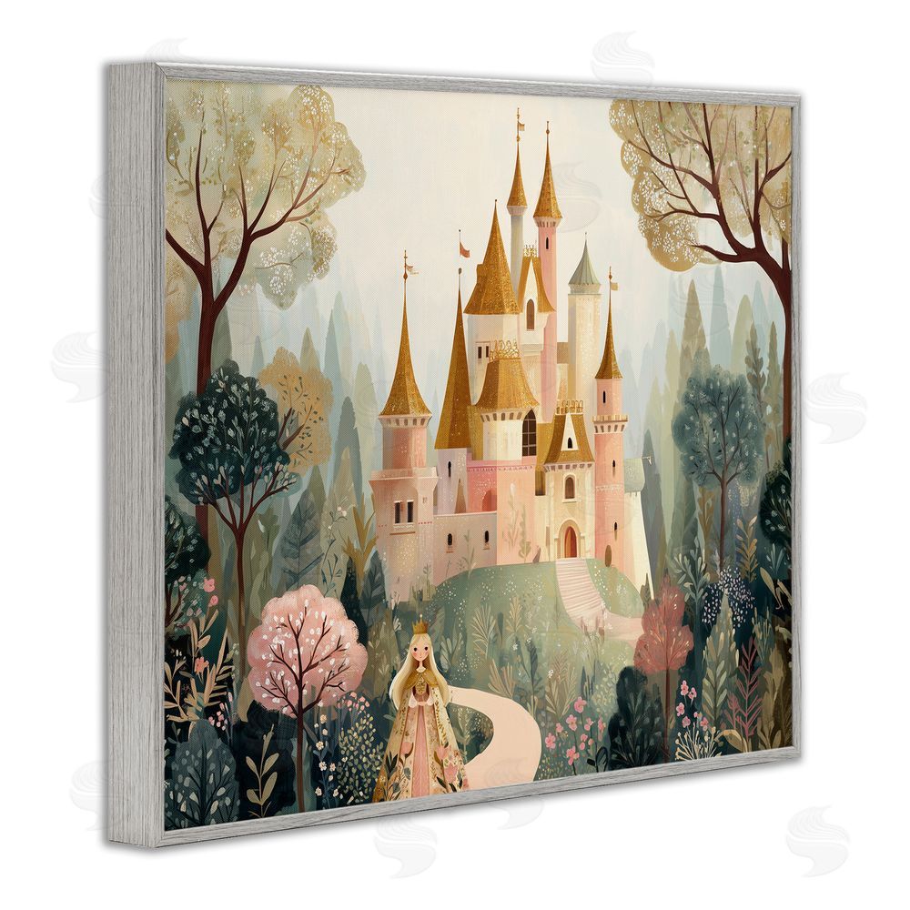 Christine Simpson Art Whimsical Castle Path Gray Framed Giclee Wall Art Print