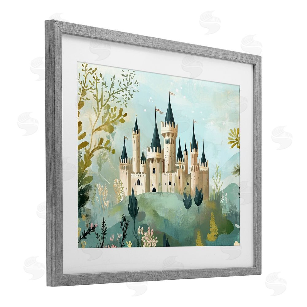 Christine Simpson Art Princess' Castle View Gray Framed Print Under Glass Wall Art