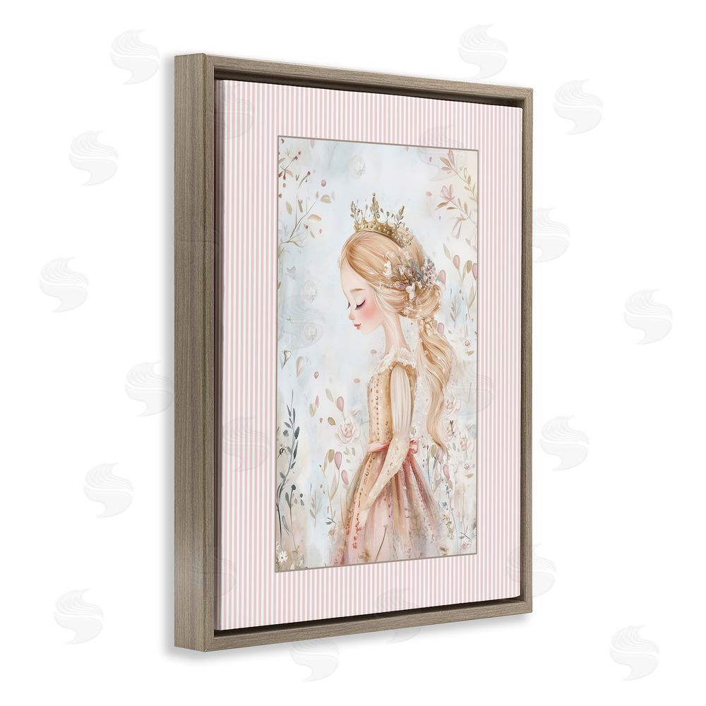 Christine Simpson Art Enchanted Dreams Princess Brown Floating Frame Canvas Wall Art Print