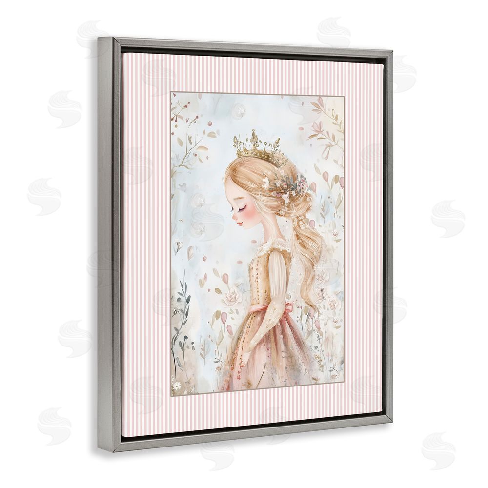 Christine Simpson Art Enchanted Dreams Princess Gray Floating Frame Canvas Wall Art Print