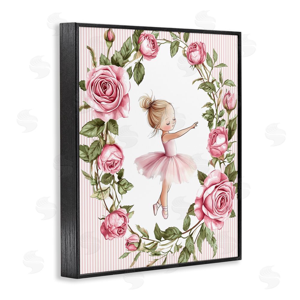Christine Simpson Art Little Rose Dance Ballerina Black Framed Giclee Wall Art Print