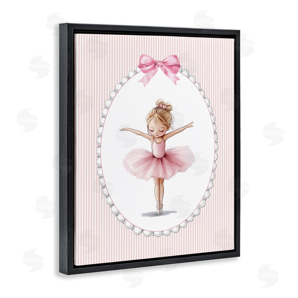 Christine Simpson Art Dancing Pink Ballerina Black Floating Frame Canvas Wall Art Print