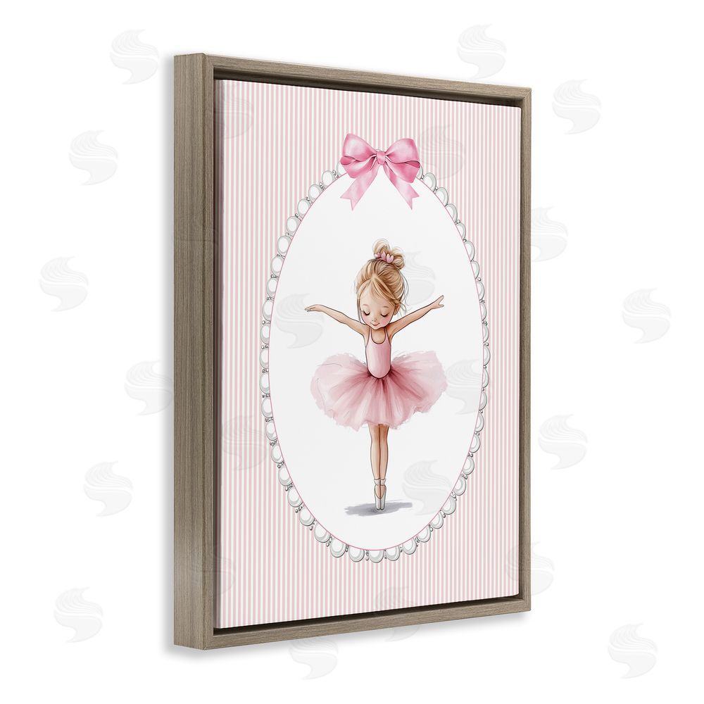 Christine Simpson Art Dancing Pink Ballerina Brown Floating Frame Canvas Wall Art Print