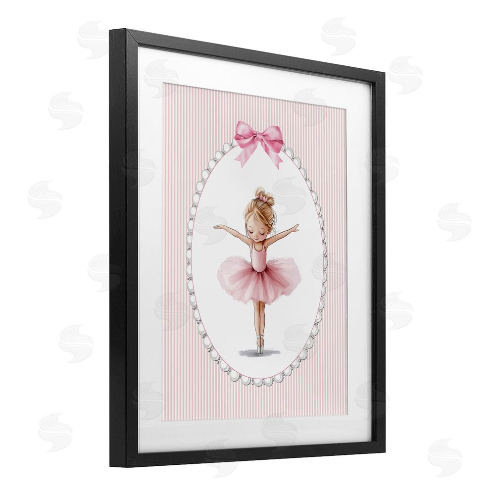 Christine Simpson Art Dancing Pink Ballerina Black Framed Print Under Glass Wall Art