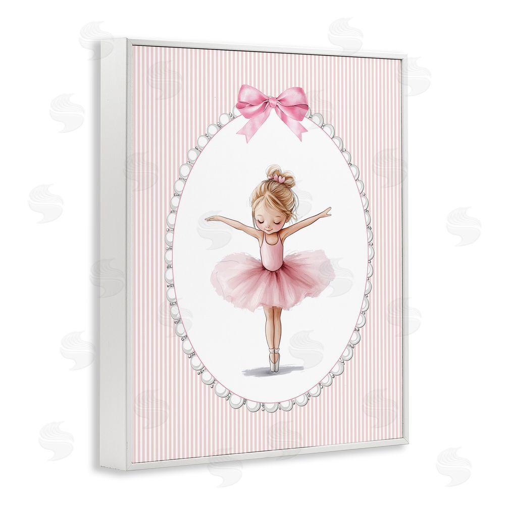 Christine Simpson Art Dancing Pink Ballerina White Framed Giclee Wall Art Print