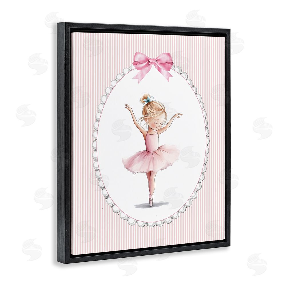 Christine Simpson Art Dance Pink Ballerina Black Floating Frame Canvas Wall Art Print