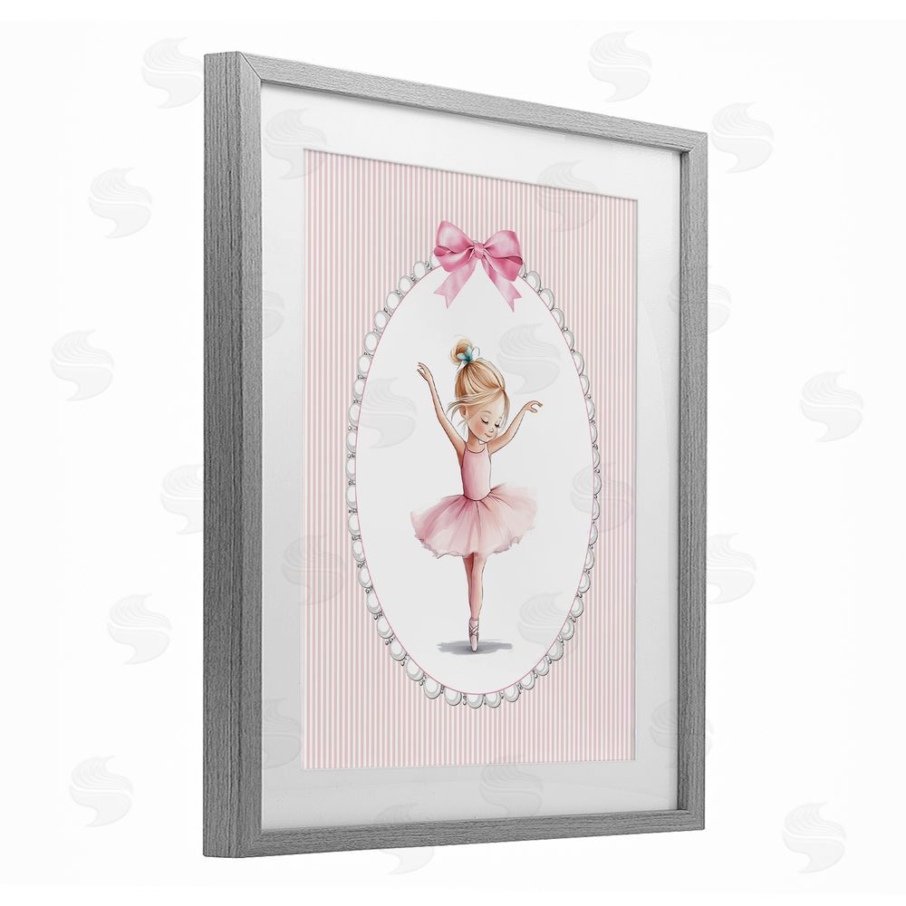 Christine Simpson Art Dance Pink Ballerina Gray Framed Print Under Glass Wall Art