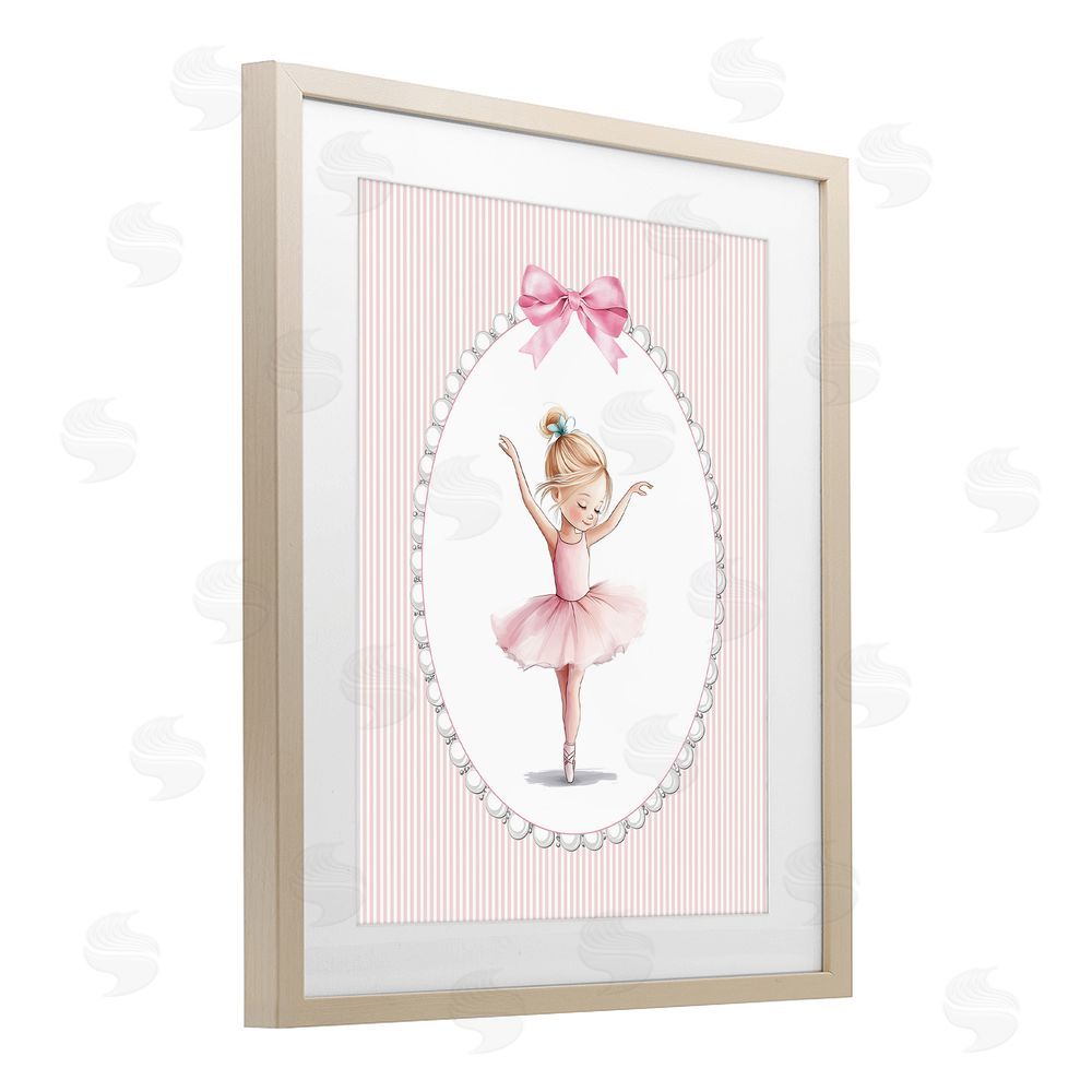 Christine Simpson Art Dance Pink Ballerina Brown Framed Print Under Glass Wall Art