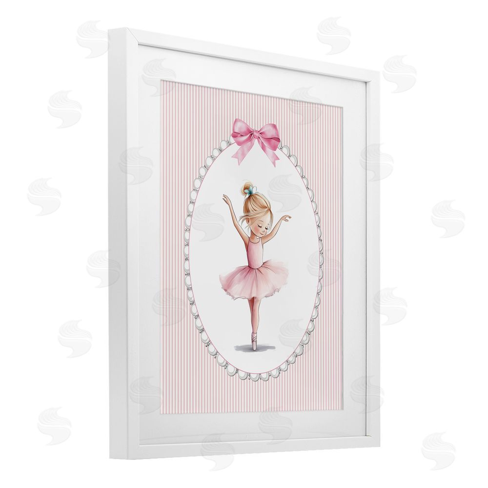 Christine Simpson Art Dance Pink Ballerina White Framed Print Under Glass Wall Art