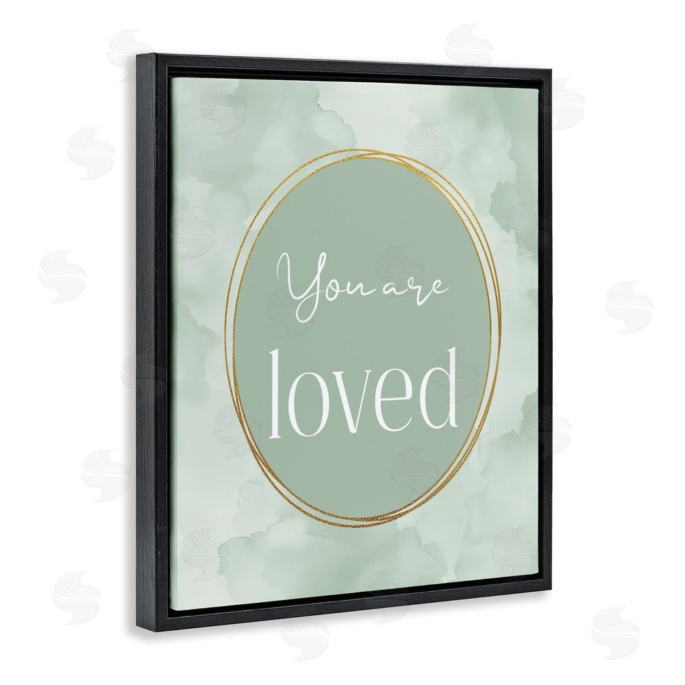 Christine Simpson Art Green Golden Affirmation Black Floating Frame Canvas Wall Art Print