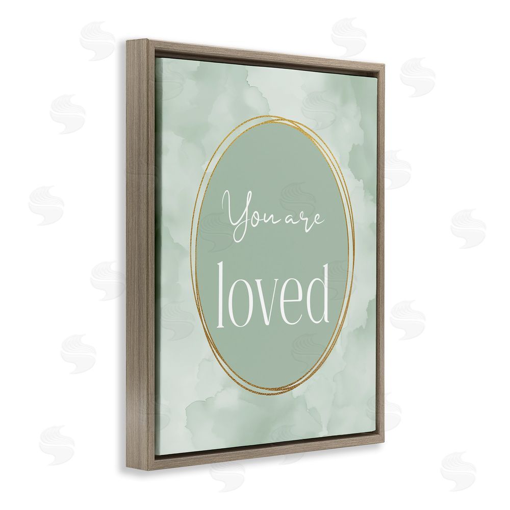 Christine Simpson Art Green Golden Affirmation Brown Floating Frame Canvas Wall Art Print
