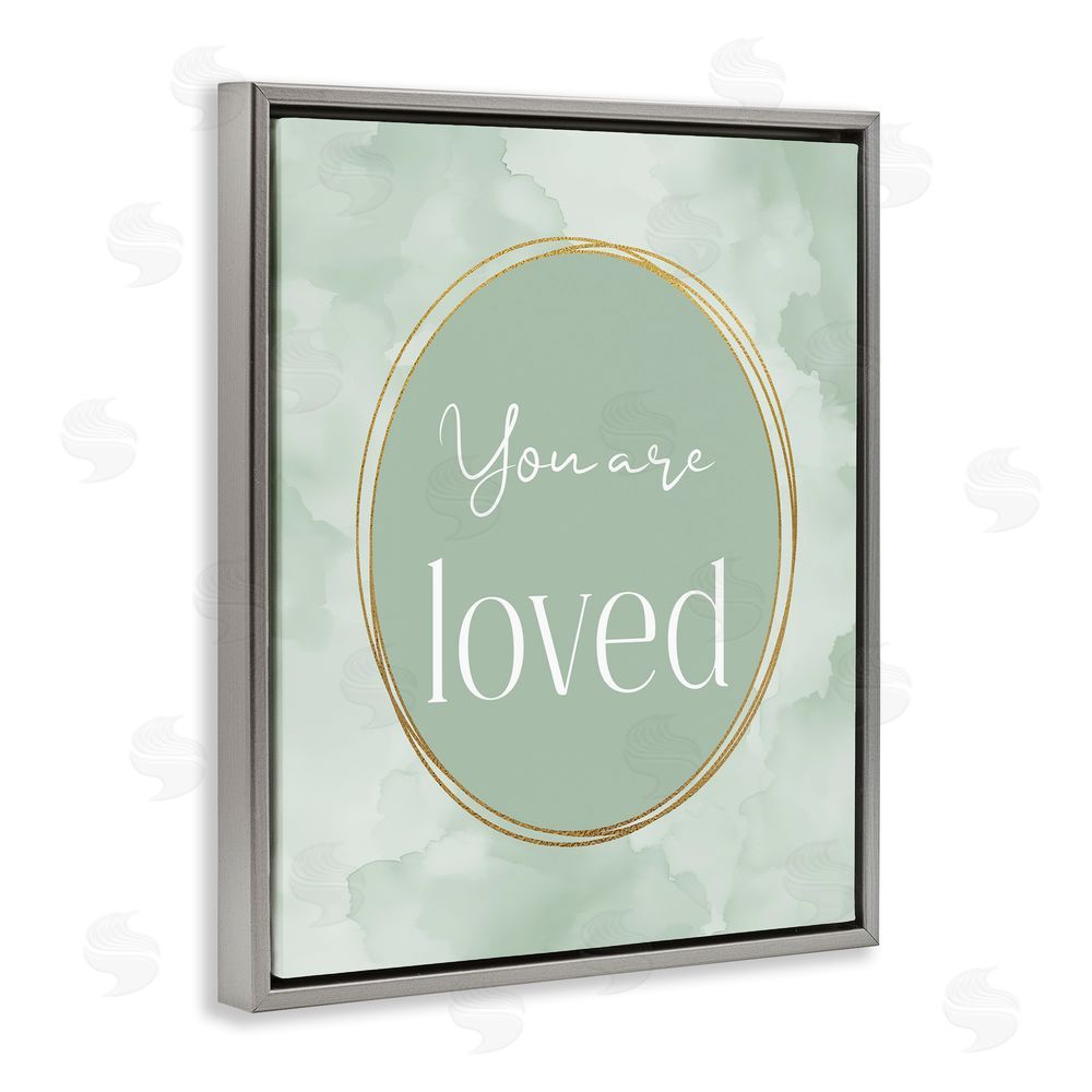 Christine Simpson Art Green Golden Affirmation Gray Floating Frame Canvas Wall Art Print