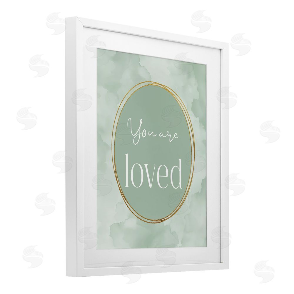 Christine Simpson Art Green Golden Affirmation White Framed Print Under Glass Wall Art