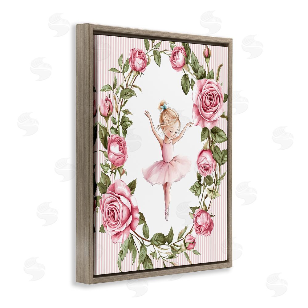 Christine Simpson Art Little Rose Dance Brown Floating Frame Canvas Wall Art Print