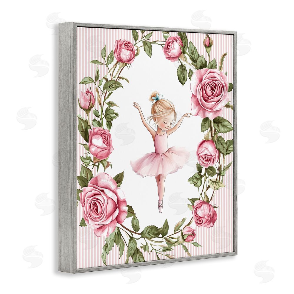 Christine Simpson Art Little Rose Dance Gray Framed Giclee Wall Art Print