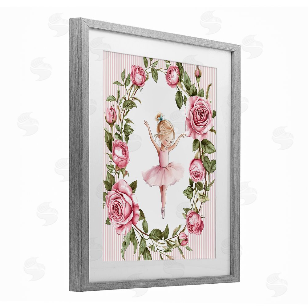 Christine Simpson Art Little Rose Dance Gray Framed Print Under Glass Wall Art
