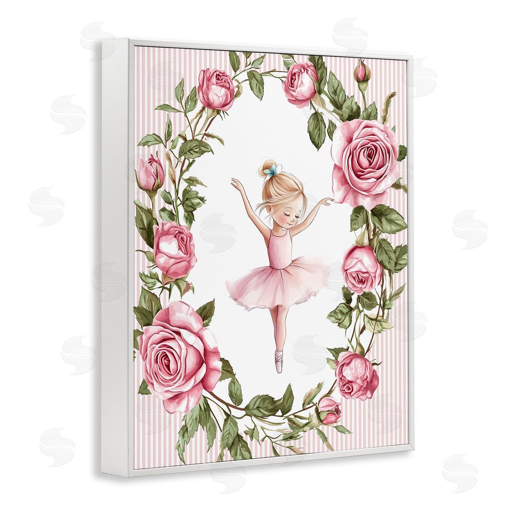 Christine Simpson Art Little Rose Dance White Framed Giclee Wall Art Print
